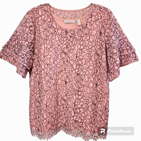 ISAAC MIZRAHI BELL SLEEVE TOP SZ L PINK - Picture 1 of 9